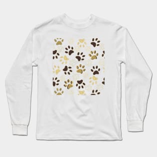 Gold and Brown Shining Paw Prints Long Sleeve T-Shirt